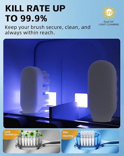 Toothbrush Holders for Bathroom, WONICO Toothbrush Sanitizer Holder, Tooth Brush Wall-Mounted Cleaner Organizer with Auto-Inductive Cover, Air Drying Fits Most Electric, Manual and Kids’ Toothbrushes thumbnail 4