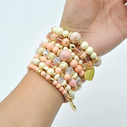 Bohemian Bracelet Sets for Women - 6 Sets Stackable Stretch Bracelets Multi-color Boho Jewelry for Women Hippie Bracelets Dainty Jewelry thumbnail 4