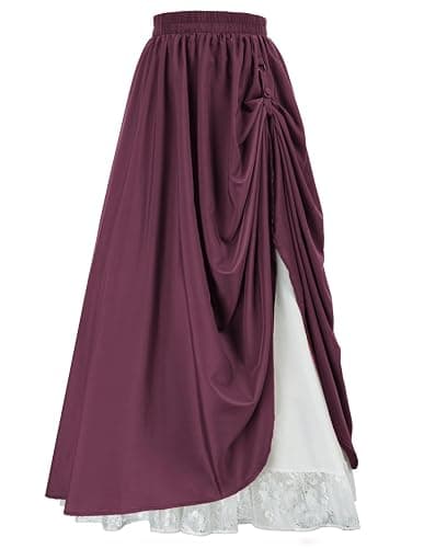 Scarlet Darkness Maxi Long Skirt for Women Double Layered Renaissance Skirts - Image 1
