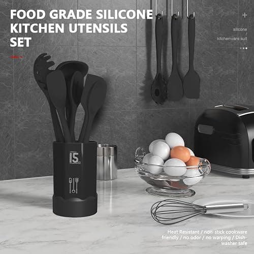 AOTHOD Silicone Cooking Utensils Set - 446°F Heat Resistant Kitchen Utensils,Turner Tongs,Spatula,Spoon,Brush,Whisk,Kitchen Utensil Gadgets Tools Set for Nonstick Cookware,Dishwasher Safe (BPA Free) thumbnail 3