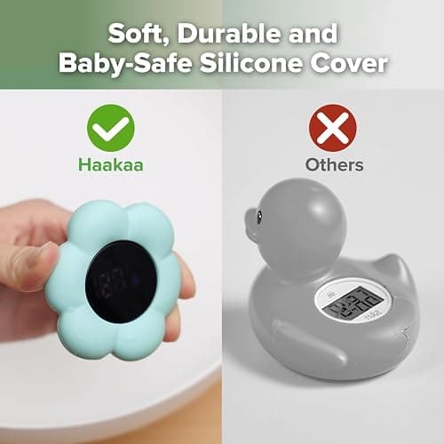Haakaa Silicone Baby Bath Thermometer – Water Temperature Thermometer for Baby Safety, Floating Infant Bath tub Temp Thermometer for Newborns & Toddlers- Flower thumbnail 7