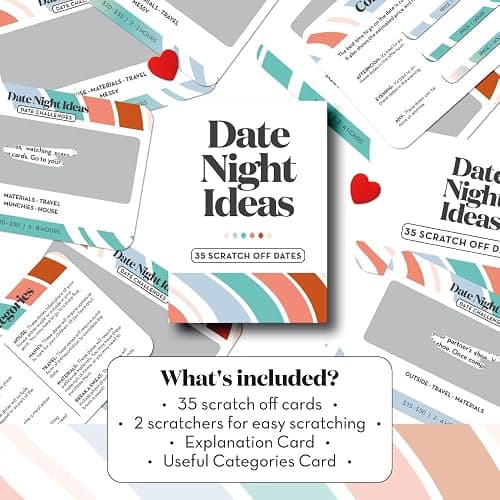 Romantic & Fun Scratch Off Date Night Ideas Card Game - Perfect Couples Gift for Boyfriend, Girlfriend, Wife, Husband, Engagement, Birthday or Anniversaries - Christmas Stocking Stuffer for Her or Him thumbnail 7