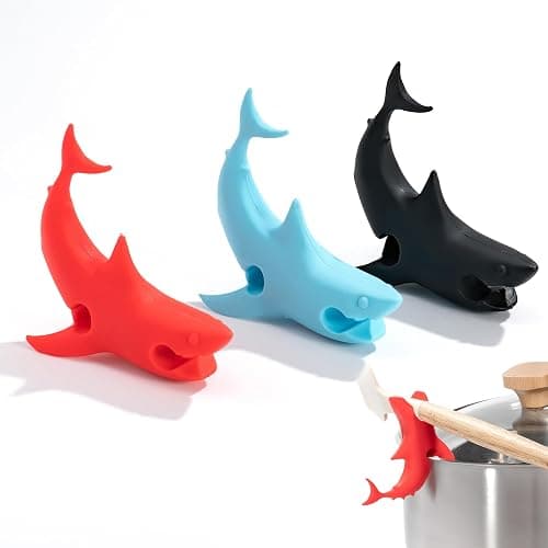 Li&Zhao Funny Silicone Spoon Rest - 3 PCS Shark Spoon Rest for Stove Top Utensil Rest Kitchen Spoon Holder for Stove Organizer Cooking Gifts Kitchen Gifts - Image 1