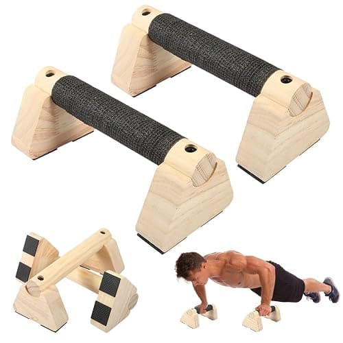 Kalekey Wooden Parallettes Bars, Calisthenics Equipment for Handstand Training, Mini Handle Pumps, Push Up Bars Fitness, Calisthenics Bar, Handstand Blocks and Pushup Handles for Men - Image 1