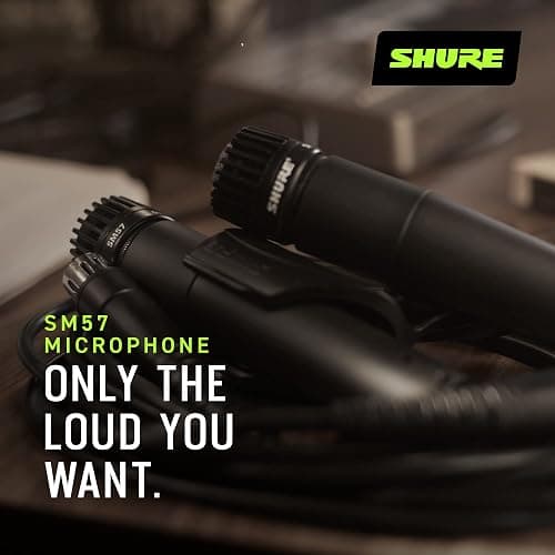 Shure SM57 Dynamic Microphone – Wired Cardioid XLR Instrument Handheld Mic for Guitar Amplifiers, Snare Drum, Percussion, Live Sound & Studio Recording, Black thumbnail 3