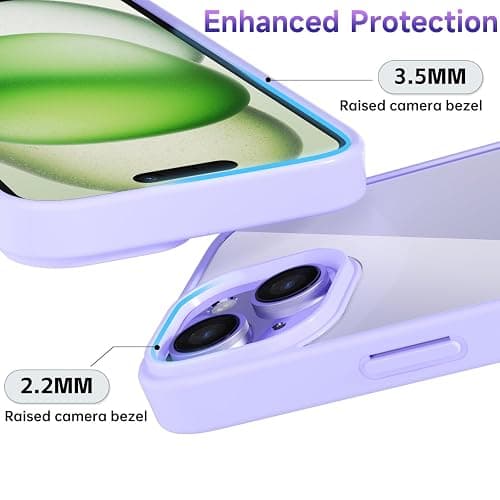 oakxco Thin Slim Clear case for iPhone 15 iPhone 14 iPhone 13 Case, Transparent Hybrid Hard Plastic & Soft Silicone Rubber Bumper, Non-Yellow Acrylic Protective Cover for Women, Purple Lavender Lilac thumbnail 5