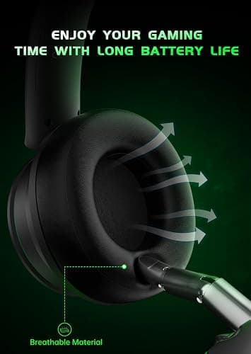 RYR Wireless Gaming Headset for Xbox Series X|S, Xbox One, PS5, PS4, Mac, Bluetooth 5.3, 3D Surround Sound, Rotatable Earmuffs, Gaming Headphones with Noise Canceling Microphones-Blackgreen thumbnail 7