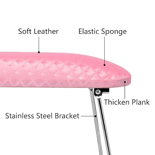 Krofaue Arm Rest for Nails Tech, Professional Microfiber Leather Nail Hand Rest Stand Arm Rest for Acrylic Nails Cushion Hand Holder with Non-slip - Nail Technician Use Must Have (Pink) thumbnail 6