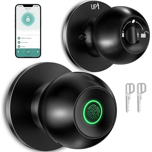 HEI LIANG Fingerprint Door Lock，Smart Door Knob, Smart Biometric Door Lock Fingerprint Door knob with App Control Suitable for Bedroom,Utility Room,Apartments Offices,Hotels(Black) - Image 1