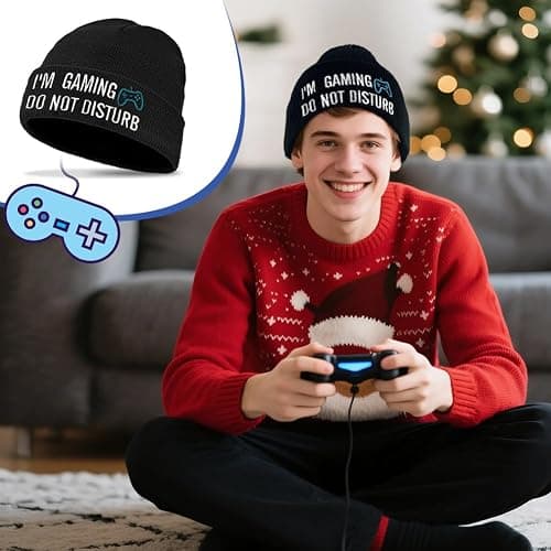 AffeGifts Gaming Gifts for Men and Boys Over 12 Year Old, Gaming Beanie Soft Knitted Hat Gamer Stocking Fillers for Teenage Boys Funny thumbnail 2