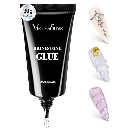 MelodySusie Rhinestone Glue Super Strong Gel Nail Glue for 3D Sculpting Nail Art Design Chrome Powder Decals Decor Need UV/LED Cured 30g - Image 1