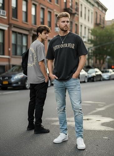 2 Packs Christian T Shirts for Men Oversized Tee Graphic Apparel Acid Washed Baggy Gym Top thumbnail 5