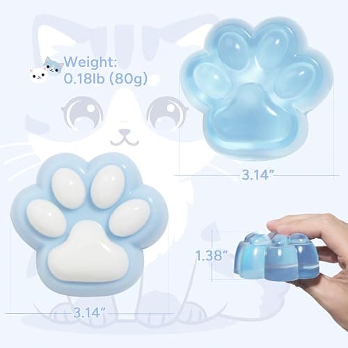 AFKLMNE 2-Pack Taba Squishy Cat Paw Sensory Fidget Toys Adults, Anxiety Stress Relief Squeeze Toy, Soft Cute Kawaii Squishy’s for Desk, School (Blue) thumbnail 2