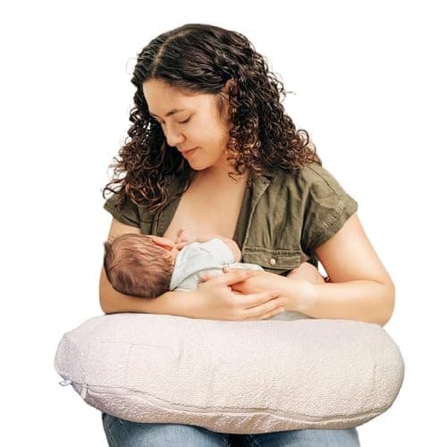 Boppy Nursing Pillow - Ergonomic Bottle & Breastfeeding Pillow with High, Firm, Large Area, Water-Repellent Cushion with Washable Cover; Baby Safety Alliance Verified - Oatmeal Boucle - Image 1