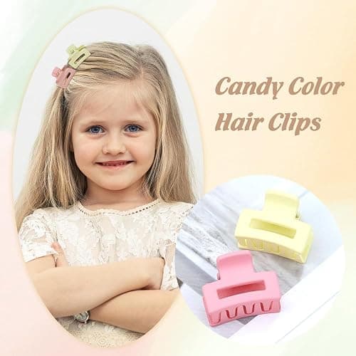Dizila 100 Pieces 2.5cm/0.1" Candy Color Small Non-slip Rectangle Plastic Hair Claws Clips Mini Hair Clamps Barrettes Hair Accessories for Women Girls Teens Kids thumbnail 3