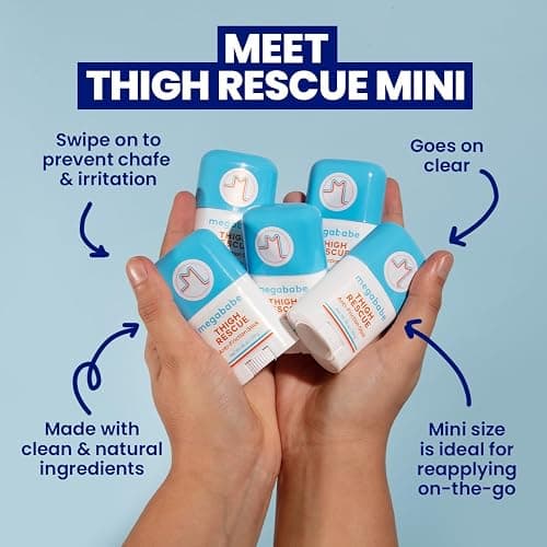 Megababe Thigh Rescue Anti-Chafe Stick Mini | Travel size, great for on-the-go | Prevents skin chafe & irritation | Thighs, arms, bra-lines & more thumbnail 2