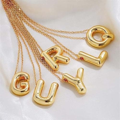 Christmas Gifts Stocking Stuffers for Teen Girls Grandkids Women-Gold Initial Necklaces Teen Girl Gifts Trendy Bubble Letter Pendant Necklace Jewelry Personalized Birthday Gifts for Teens Women thumbnail 6