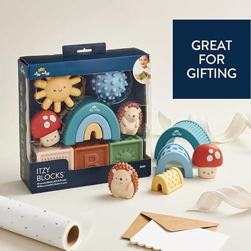Itzy Ritzy Sensory Blocks Set - Baby Building Blocks 10-Piece Set - Features Soft & Textured Characters - Sensory Toy for Babies & Toddlers Aged 0 Months and Up thumbnail 6