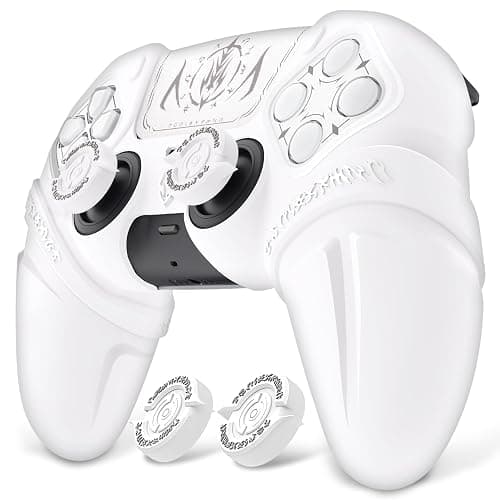 PlayVital Runes Edition Silicone Cover Skin for ps5 Controller with Thumb Grips & Touchpad Skin & D-pad Area Sticker, Anti-slip Controller Grip Cover Compatible with ps5 Charging Dock- White - Image 1