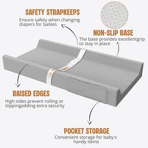 JVEOO Vegan Leather Baby Changing Pad, Waterproof & Wipeable Soft Diaper Changing Mat 80 x 40 x 10 cm Comfortable Infant Changing Station for Dresser & Table thumbnail 4
