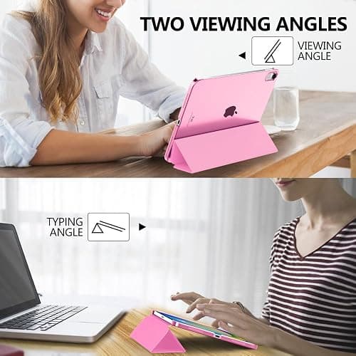 MoKo Hülle für iPad (A16) 11. Generation 11 Zoll 2025, iPad 10. Generation 10,9 Zoll 2022, Schlanke Stand Schutzhülle mit Hart PC Transparent Rückseite, Unterstützt Touch ID, Pfingstrose thumbnail 5