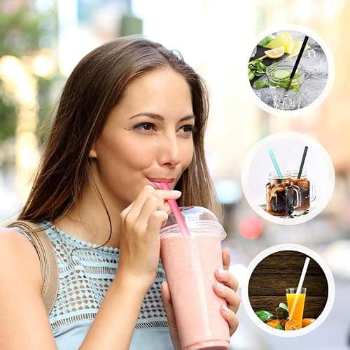 Silicone Straws Set of 10 Straight Smoothies Straws Large Silicon Reusable Drinking Straws with Cleaning Brushes Extra Long for 20oz and 30oz Tumbler - Flexible thumbnail 5