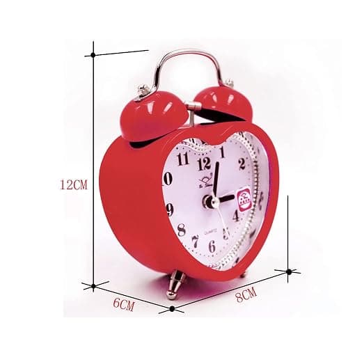 Meyaus 3in Small Heart Shape Loud Twin Bell Plastic Alarm Clock Silent Analog Quartz Nightlight Clock for Heavy Sleepers thumbnail 6