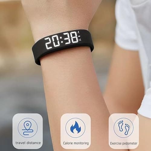 Vibrating Alarm Clock Band, Silent Vibration Wake,Vibrating Alarm Wristband,Wristband for Deep Sleepers,Ip65 Waterproof - USB Fast Charging,Wrist,Clock Vibrating,Leep Quality Detection (Black) thumbnail 4