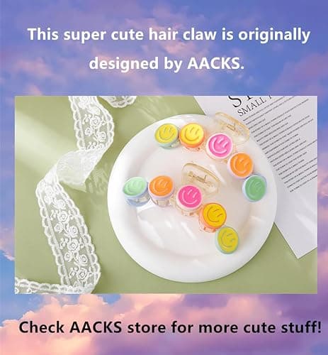 AACKS Colorful Y2K Hair Claws, Jaw Clamps and Clips - Smile Face Accessories for Girls' Summer Beach thumbnail 2