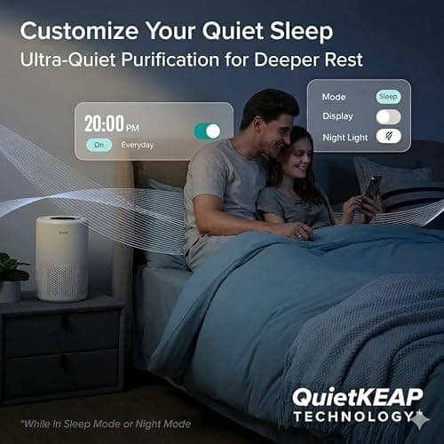 Levoit Smart HEPA Air Purifier for Allergies & Pets, 64m² Bedroom Home Coverage, Alexa & App, Ultra-Quiet Sleep Mode, Timer, Night Light, Removes 99.97% Pollen Dust Odour Smoke, Core 200S thumbnail 5