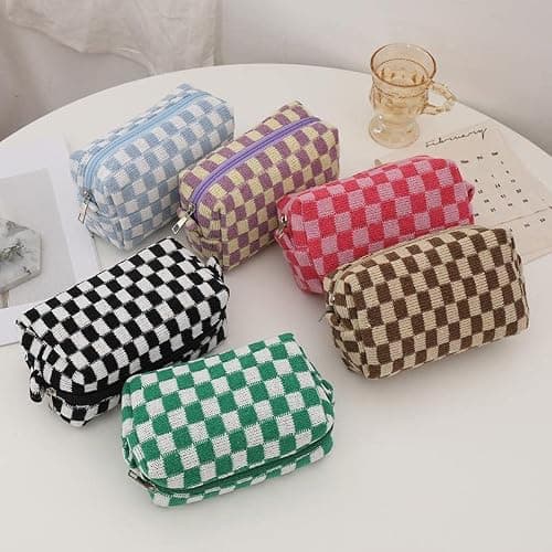 PAZIMIIK Checkered Makeup Bag for Purse Portable Zipper Make Up Pouch Small Cosmetic Case for Travel Accessories (6PCS Colorful) thumbnail 7