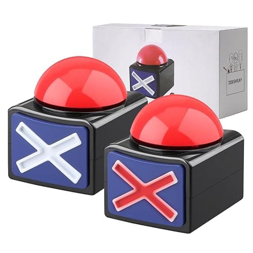2 Pack Game Buzzers with Lights & Sound - Quiz Buzzer Buttons for Family Feud, Trivia, Talent Shows - Party Contest Props Red LED & 3-Second Alarm thumbnail 7