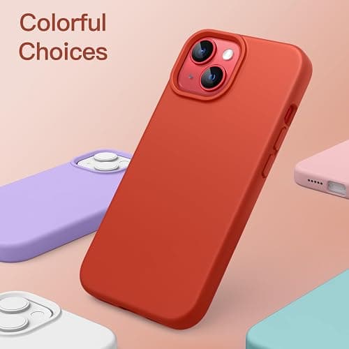 JETech Silicone Case for iPhone 13 6.1-Inch, Silky-Soft Touch Full-Body Protective Phone Case, Shockproof Cover with Microfiber Lining (Orange Red) thumbnail 6