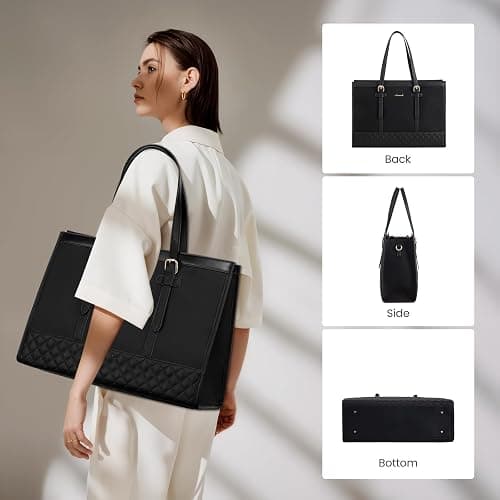 LOVEVOOK Laptop Bag for Women 15.6 inch Canvas Laptop Tote Bag, Large Capacity Work Bag with Clutch Purse, Computer Bag Office Business Briefcase, Casual Handbag for Travel College Teacher School thumbnail 9