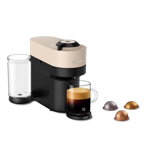 Nespresso Vertuo Pop+ Single Serve Coffee and Espresso Machine by De Longhi, Sand Beige - Image 1