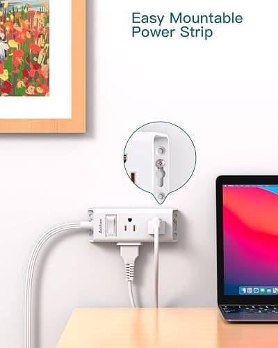Cruise Essentials - Flat Plug Power Strip, Addtam 5 ft Ultra Flat Extension Cord with 6 Outlets Extender, No Surge Protector for Cruise Ship, Travel, Dorm, Home Office, ETL Listed thumbnail 5