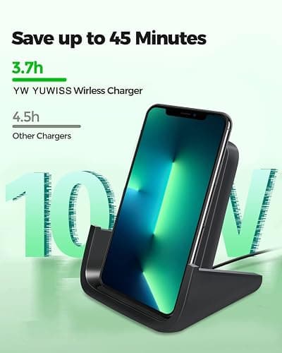 Wireless Charger YUWISS Wireless Charging Stand Cordless Charger 10/7.5/5W Compatible with iPhone 14 13 12/12 /11Pro Max/XR/XS Max/XS/X/8/8Plus Galaxy S22/S21/S9/S9+/S8/S8+ Note thumbnail 2
