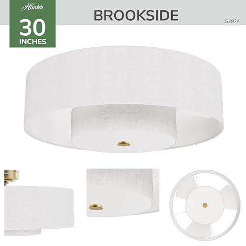 Hunter - Brookside Indoor Fandelier with Light, Remote, 30-inch, Casual-Style, 3-Speed WhisperWind Motor, 52974, Ceiling Fans for Living Rooms, bedrooms, Home Offices, Kitchens (Luxe Gold) thumbnail 4
