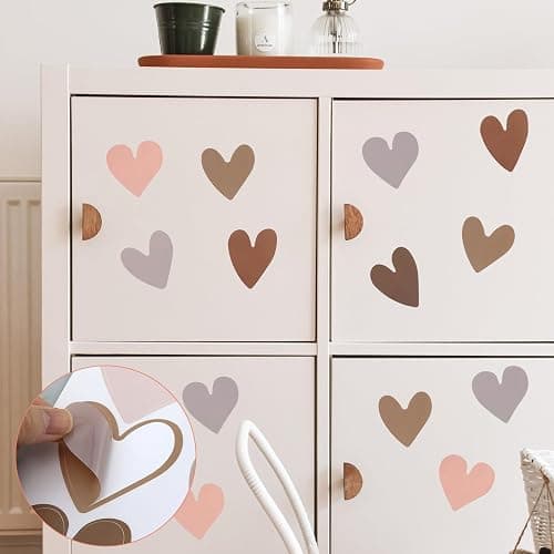 EASYKEENECOM 78 adesivi da parete boho a forma di cuore, decorazione per cameretta dei bambini, soggiorno, camera da letto, PVC, Bohémien thumbnail 2