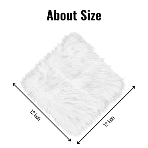 NINGDAN 12inch Square Small Faux Fur Sheepskin Cushion Soft Plush Area Rug,Photo Background for Small Product Desktop Photography,Display and Decor,Jewelry,Nail Art,Locker Accessories (White) thumbnail 2