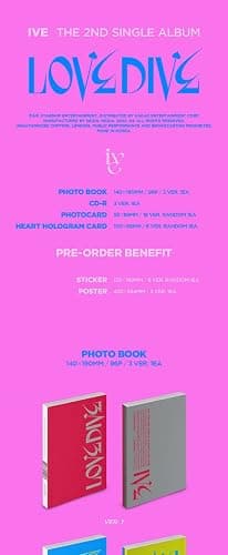 IVE LOVE DIVE 2nd Single Album Ver. 96p PhotoBook+1p PhotoCard+Heart Hologram Card+Tracking Sealed thumbnail 2