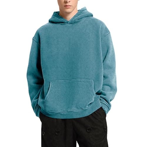 Dnzzs Men's Oversized Acid Wash Hoodies Heavyweight Cotton Fleece Sweatshirt Loose Fit Fall Winter Casual Streetwear Pullover thumbnail 2