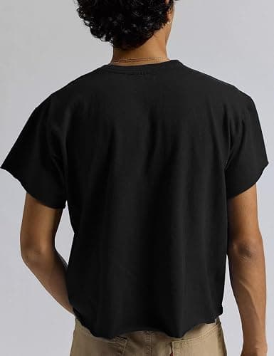 Orchidays Men's Boxy Raw Cut T Shirts Short Sleeve Round Neck Tee Casual Basic Tops thumbnail 2