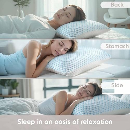 Nestl Cooling Pillow for Sleeping 1 Pack, Luxury Shredded Memory Foam Pillows Queen Size, Adjustable Cold Gel Pillows for Hot Sleepers Supportive Cool Pillow for Side Back Stomach Sleepers thumbnail 5