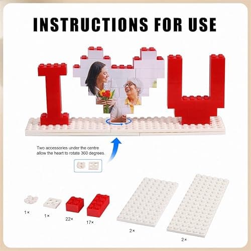 NAZENTI Personalised I Love You Building Bricks with Photo Gifts for Him, Custom Valentines Day Gifts Building Blocks, Blocks Puzzles Couple Gift for Lovers Boyfriend, Heart-shaped Puzzle thumbnail 5