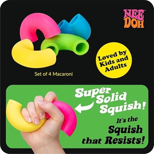 Schylling NeeDoh Mac 'N' Squeeze - Sensory Squeeze Toy - Contains 4 Squishy Noodles - 3" Wide - Color May Vary (Pack of 1) thumbnail 7