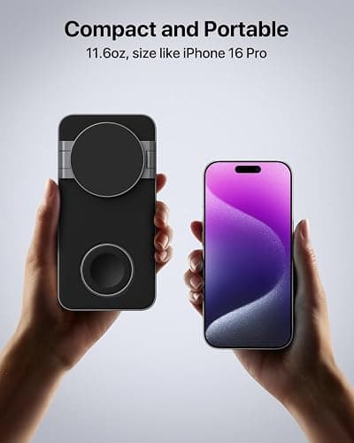 UEQ Foldable 3 in 1 Wireless Charging Station for Apple Magsafe Charger Stand,Fast Magnetic Wireless Charger Station for iPhone 17 Air 16 15 14 13 12 Series,Airpods Pro,Apple Watch Ultra (Pure Black) thumbnail 4