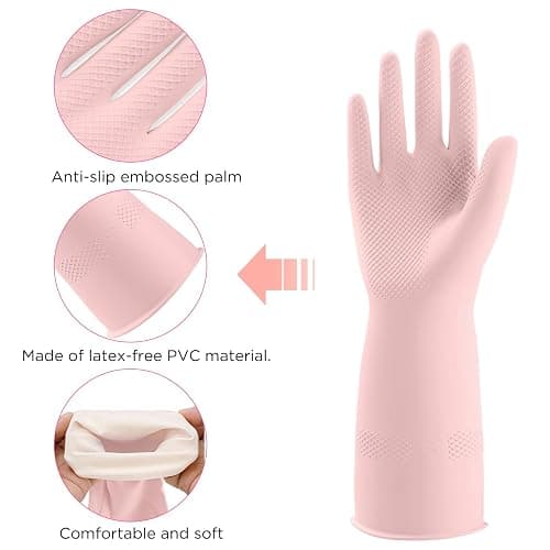 IUCGE Rubber Gloves for Household, Dishwashing Gloves for Kitchen, Reusable thumbnail 3