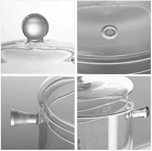Glass Cooking Pot - 1.5L/50OZ Glass Saucepan Heat-Resistant Borosilicate Glass Handmade Cookware Set stovetop Pot - Safe for Pasta Noodle, Soup, Milk, Tea,salad (1.5L/50OZ) thumbnail 7