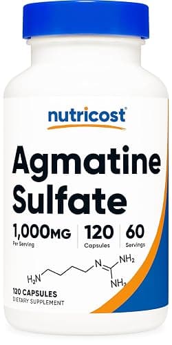 Nutricost Agmatine Sulfate 1000mg, 120 Capsules - Gluten Free, Non GMO, 500mg Per Capsule - 120 Count (Pack of 1) - Image 1